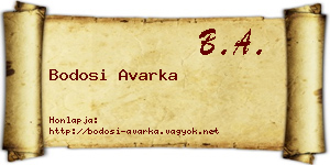 Bodosi Avarka névjegykártya